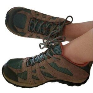 Columbia Hiking Shoe Redmond Techlite Waterproof Size Kids Youth Teal Salmon 4